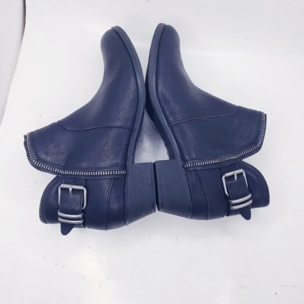 American Rag Aedee Black Faux Leather Buckle Zipper Ankle Boots Women's Size 6.5